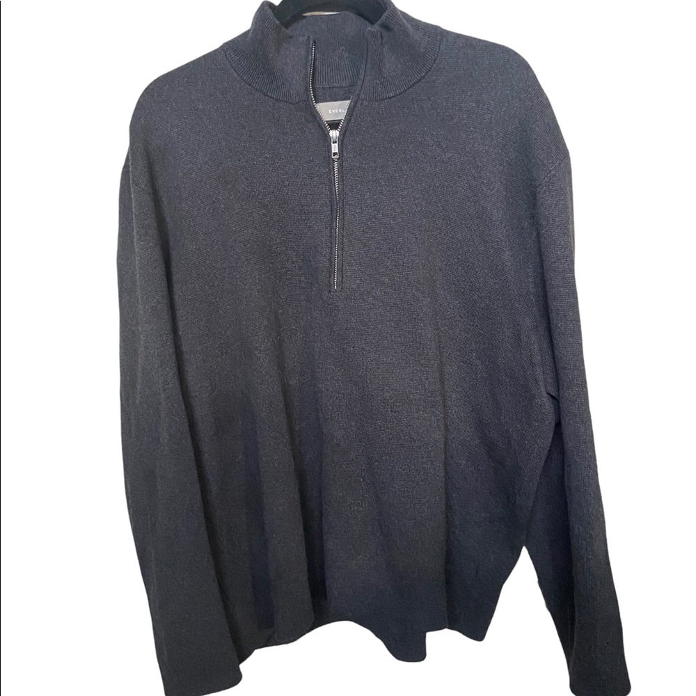 Everlane Grey Size XL Cotton/Coolmax Blend Quarter Zip Dense Knit Pullover.